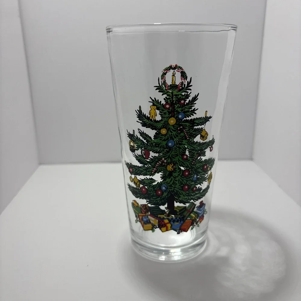 6pc Set Of Babcock Home‎ Furnishing 16oz Holiday Christmas Tree Glass Tumblers